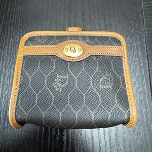 Dior Black and Brown Wallet with Geometric Pattern